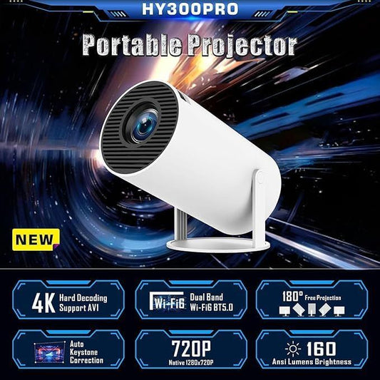 Mini Round Projector – 4K-Supported, Android 11, Bluetooth 5.0 & 200'' Display - Infinitygallery.store