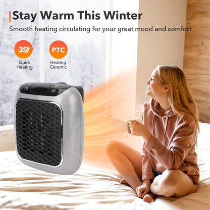 Portable Electric Wall Heater – Compact 800W Fast Ceramic Heater with Timer & Thermostat - Infinitygallery.store