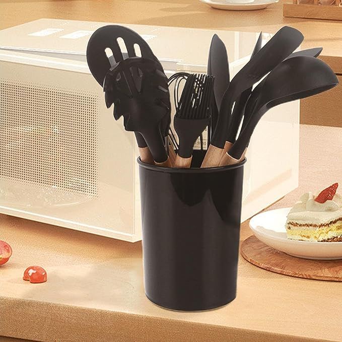 12-Piece Silicone Cooking Utensils Set with Wooden Handles – Heat Resistant & Non-Stick Kitchen Tools - Infinitygallery.store