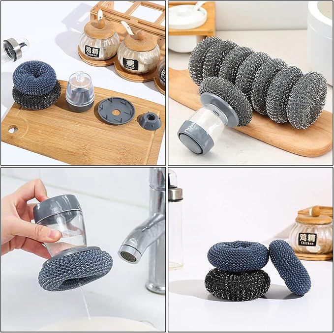 2-in-1 Cleaning Pot Brush with Soap Dispenser – Kitchen Sink & Dish Brush - Infinitygallery.store