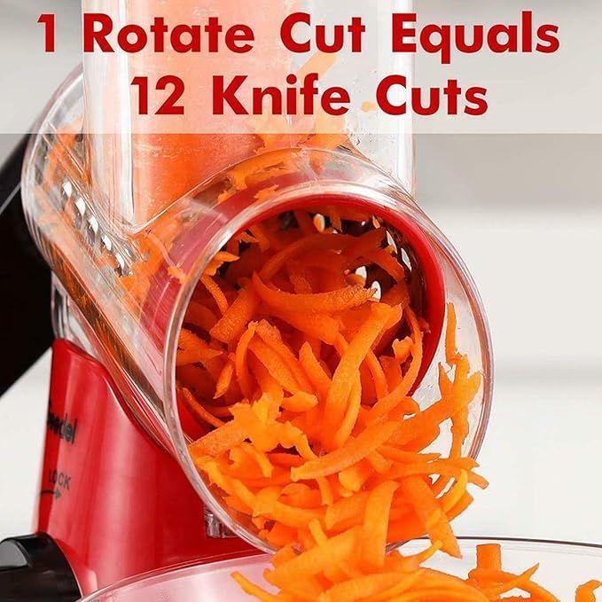 Table Top Drum Grater – Manual Rotary Cheese & Vegetable Shredder with 3 Blades - Infinitygallery.store