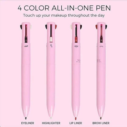 4-in-1 Makeup Pen – Eyeliner, Brow, Lip & Highlighter | Vegan & Portable Beauty Tool - Infinitygallery.store