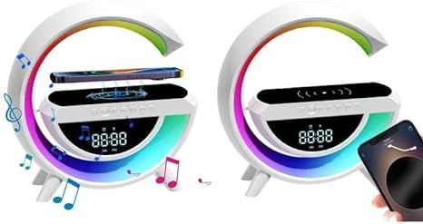 Digital LED Wireless Charger Speaker – 15W Fast Charging with Ambient Lights & Bluetooth Audio - Infinitygallery.store