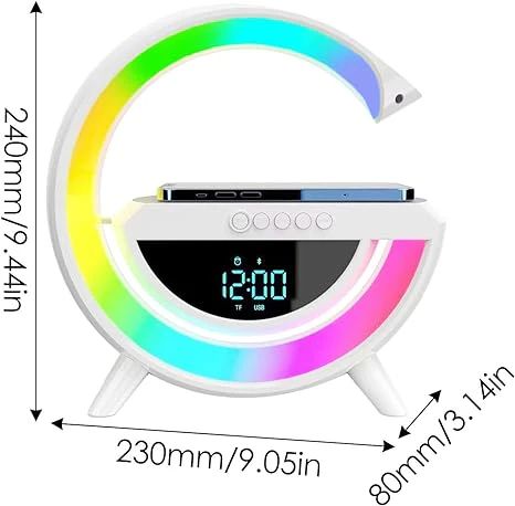 Digital LED Wireless Charger Speaker – 15W Fast Charging with Ambient Lights & Bluetooth Audio - Infinitygallery.store