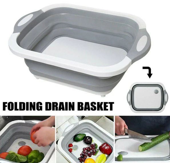 4-in-1 Foldable Multi-Board Basket – Cutting Board, Colander & Storage Tray - Infinitygallery.store