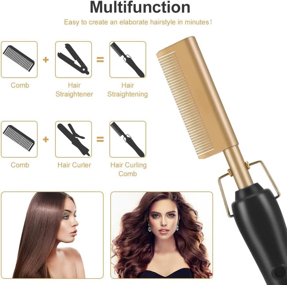2-in-1 Electric Heating Comb – Straighten or Curl with One Tool - Infinitygallery.store