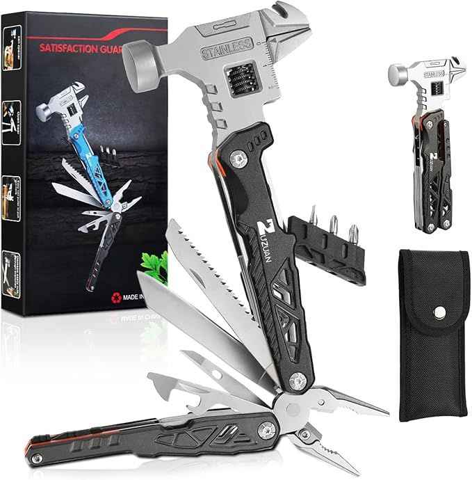 Upgraded 18-in-1 Stainless Steel Multitool with Adjustable Wrench & Wire Cutter