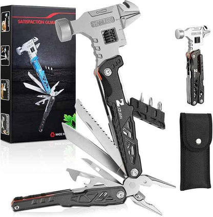 Upgraded 18-in-1 Stainless Steel Multitool with Adjustable Wrench & Wire Cutter