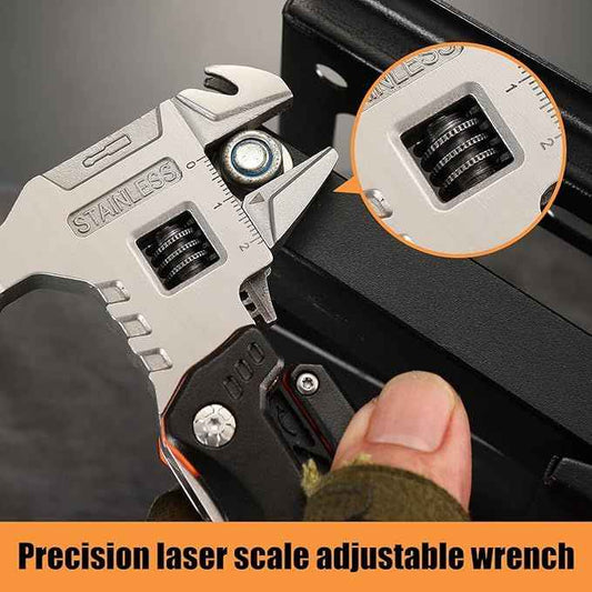 Upgraded 18-in-1 Stainless Steel Multitool with Adjustable Wrench & Wire Cutter