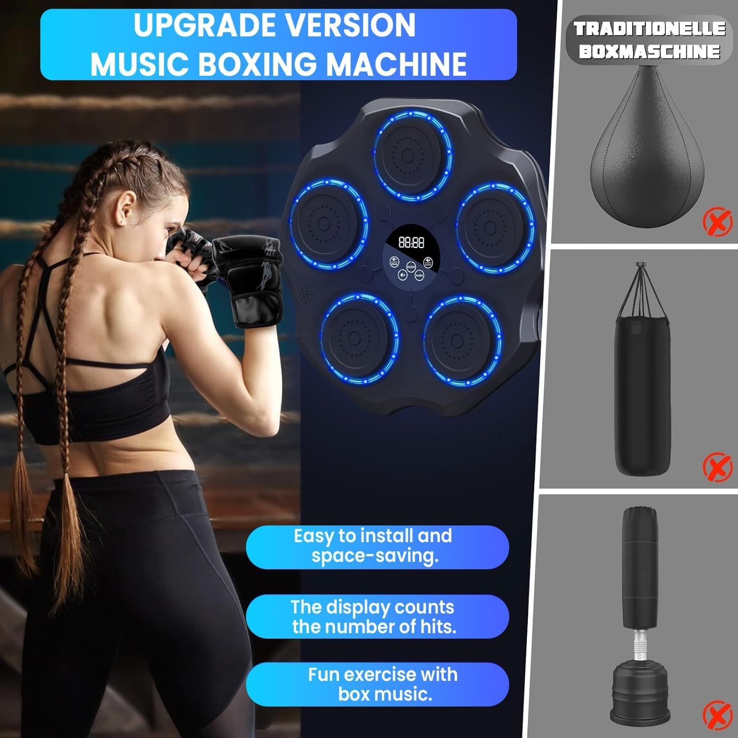 2025 Electronic Musical Boxing Machine – Wall-Mount Rhythm Trainer with LED & Bluetooth - Infinitygallery.store