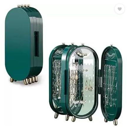 Folding Screen Jewelry Box – Space-Saving Organizer with Built-In Mirror & Earring, Necklace, Ring Display - Infinitygallery.store