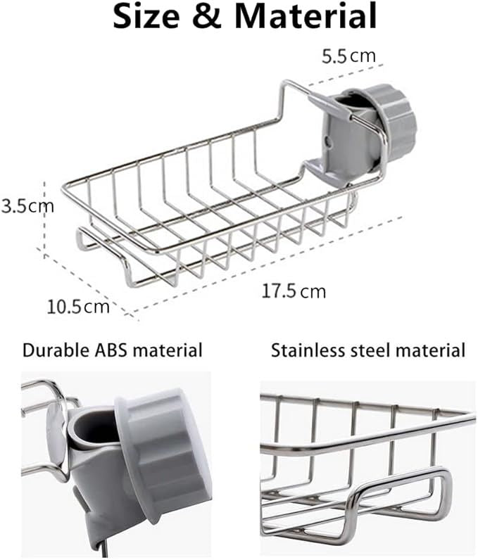 Stainless Steel Faucet Shelf – No-Drill Sink Caddy Organizer for Kitchen & Bathroom - Infinitygallery.store