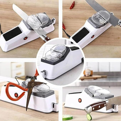 Electric Knife Sharpener – Fast, Double-Sided, Scissor Slot & Safety Non-Slip Base - Infinitygallery.store