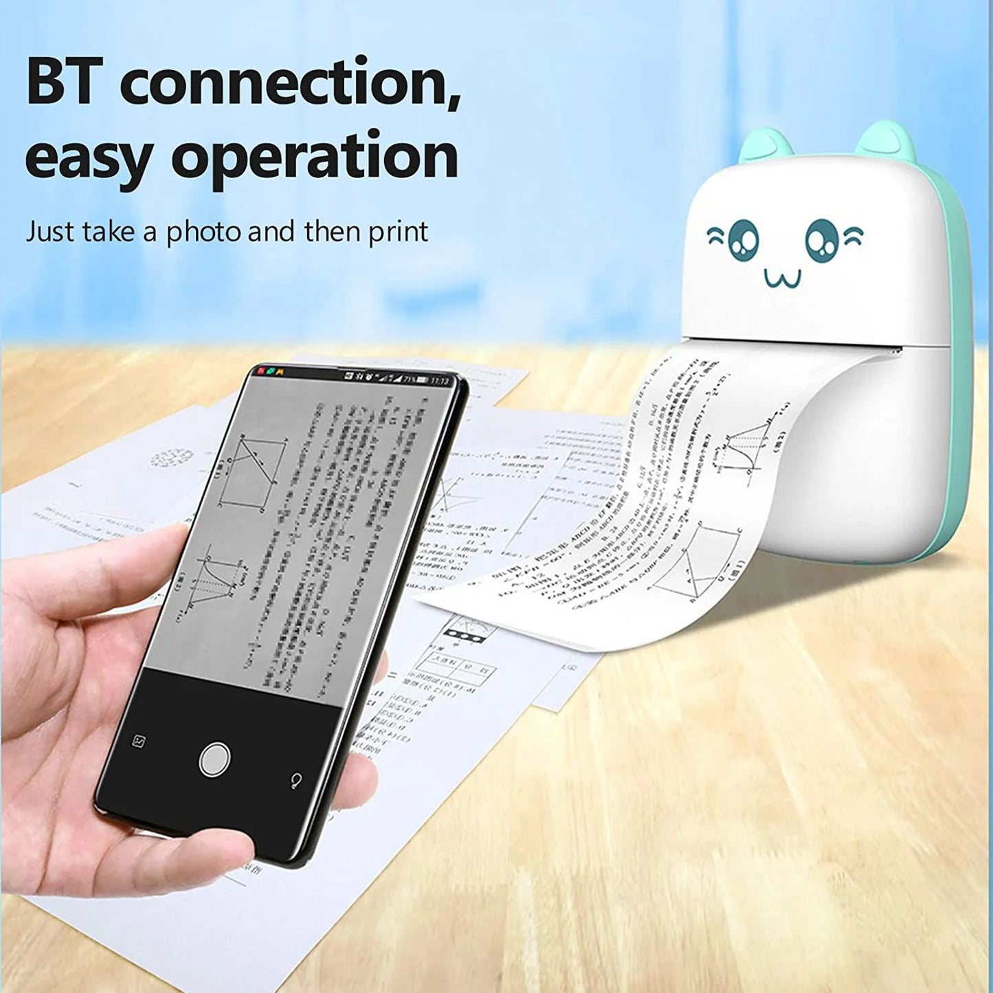 Portable Mini Pocket Printer – Bluetooth Thermal Printer (Inkless, 200 DPI) - Infinitygallery.store