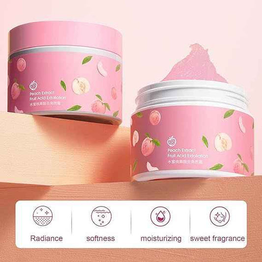 Peach Fruit Acid Exfoliating Face & Body Scrub – Gentle Sugar Gel Cream for Glowing Skin