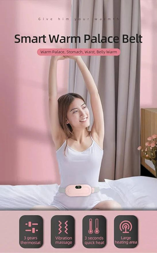 Period Heating & Massage Belt – Fast Pain Relief with 4 Massage Modes & 3 Heat Levels - Infinitygallery.store