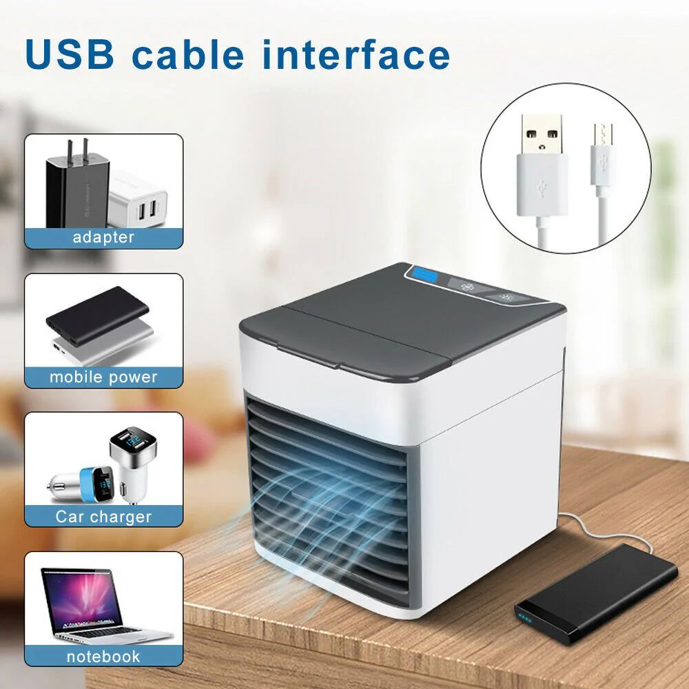 3-in-1 Mini Air Conditioning Fan – Portable Air Cooler, Humidifier & Purifier with LED Lights - Infinitygallery.store