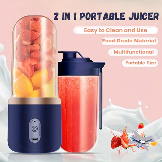 2-in-1 Portable Juicer Bottle – USB Rechargeable Smoothie & Shake Blender (400ml) - Infinitygallery.store