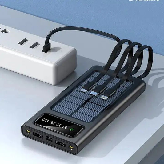 Solar Power Bank 20000mAh – Fast Charging with Built-in Cables & LED Display - Infinitygallery.store