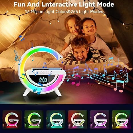 Digital LED Wireless Charger Speaker – 15W Fast Charging with Ambient Lights & Bluetooth Audio - Infinitygallery.store