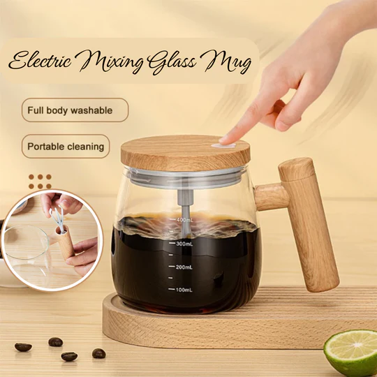Electric Mixing Glass Mug – Self-Stirring 7000 RPM Coffee & Protein Blender Cup - Infinitygallery.store