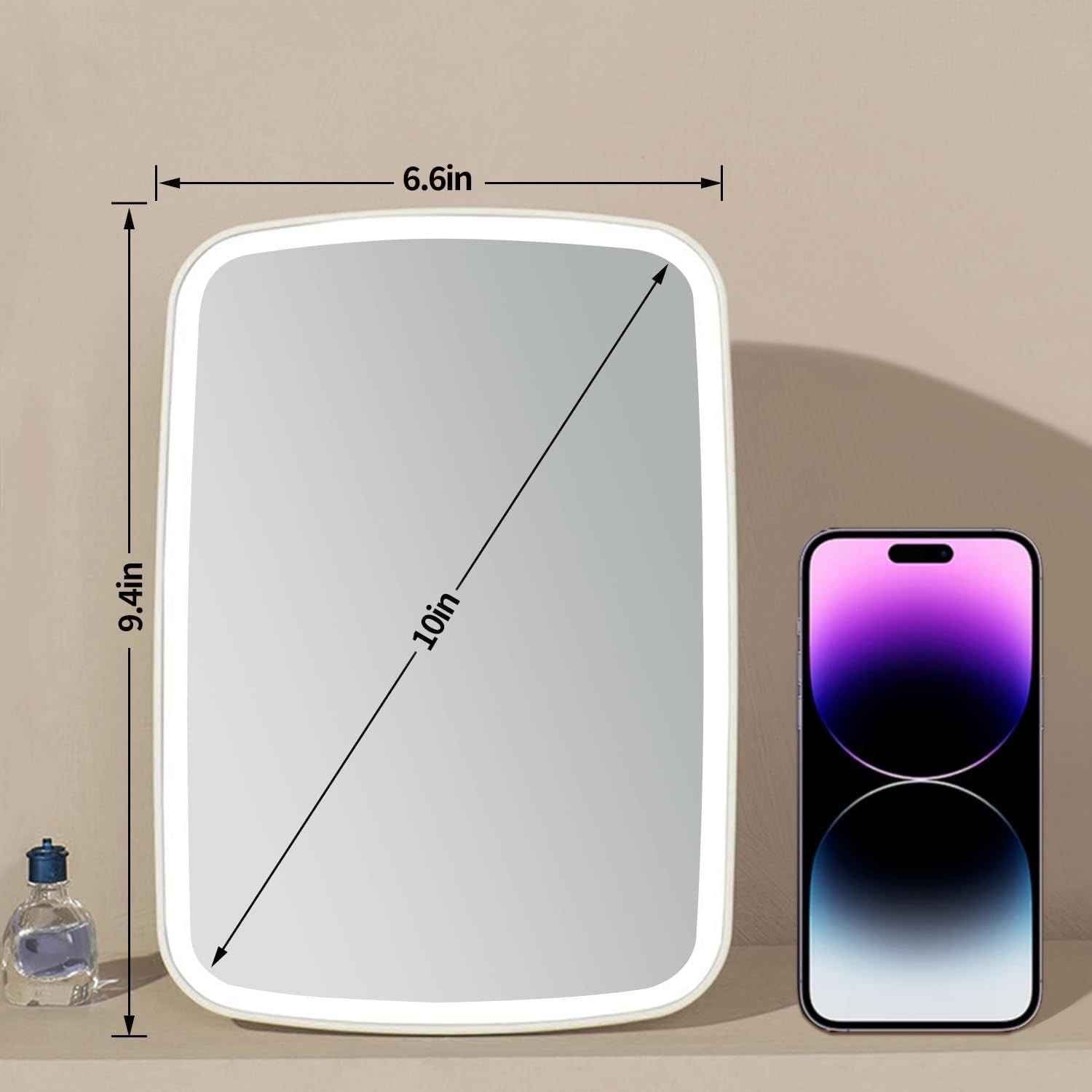 Touch Screen LED Makeup Mirror – Rechargeable, Dimmable, 3 Light Modes