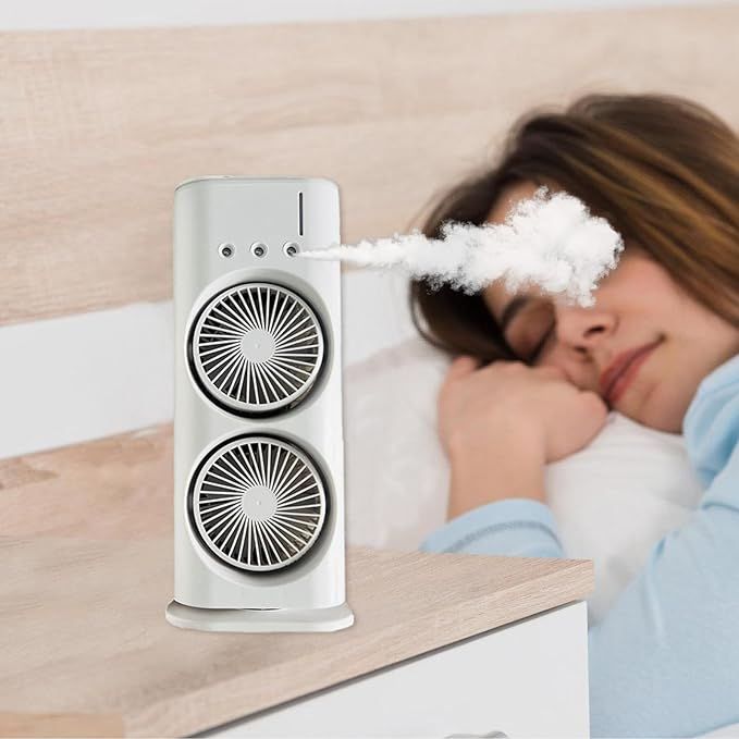 Double Ended Spray Fan – LED Mist Cooling with USB Rechargeable Design - Infinitygallery.store