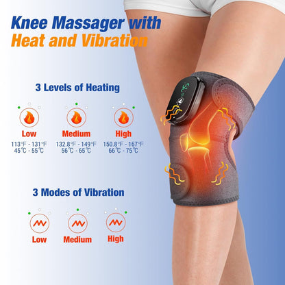 Electric Knee Massager with Heat & Vibration – Cordless Heating Wrap for Knee, Shoulder & Elbow Relief - Infinitygallery.store