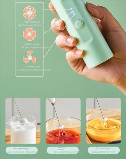 Stainless Steel Milk Frother – Handheld Battery-Operated Foam Maker - Infinitygallery.store