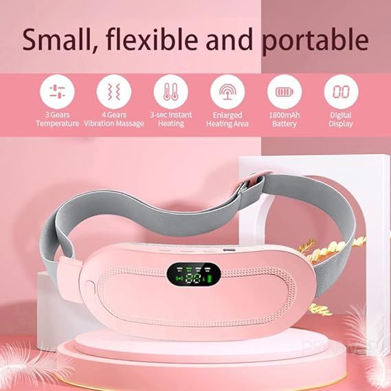 Period Heating & Massage Belt – Fast Pain Relief with 4 Massage Modes & 3 Heat Levels - Infinitygallery.store