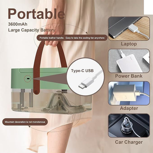 Mini Air Conditioner Fan – 3-in-1 Portable Cooler, Humidifier & Night Light with Remote Control - Infinitygallery.store