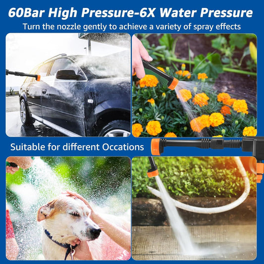 21V High Pressure Water Cleaning Gun – Portable Electric Washer with 6 Spray Modes & Dual Batteries - Infinitygallery.store