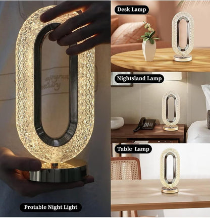 Crystal USB Touch Lamp – Rechargeable 3-Color LED Diamond Light for Bedroom & Decor - Infinitygallery.store