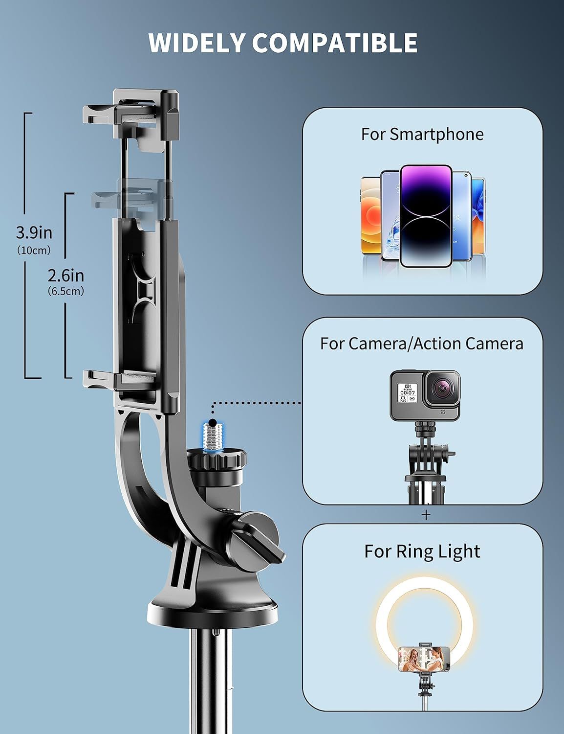 71" Selfie Stick Tripod with Wireless Remote – Extendable & Rotatable Phone Stand for Travel, Vlogging, and Live Streaming - Infinitygallery.store