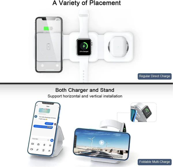 3-in-1 Wireless Charging Station – Foldable Fast Charger for iPhone, Apple Watch & AirPods - Infinitygallery.store