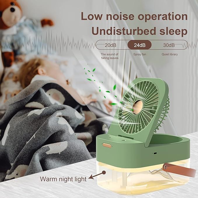 Mini Air Conditioner Fan – 3-in-1 Portable Cooler, Humidifier & Night Light with Remote Control - Infinitygallery.store