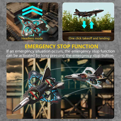 TAK TAK RC Fighter Jet Drone – 2.4G Remote Control, 360° Stunt Roll, LED Lights, Durable EPP Foam