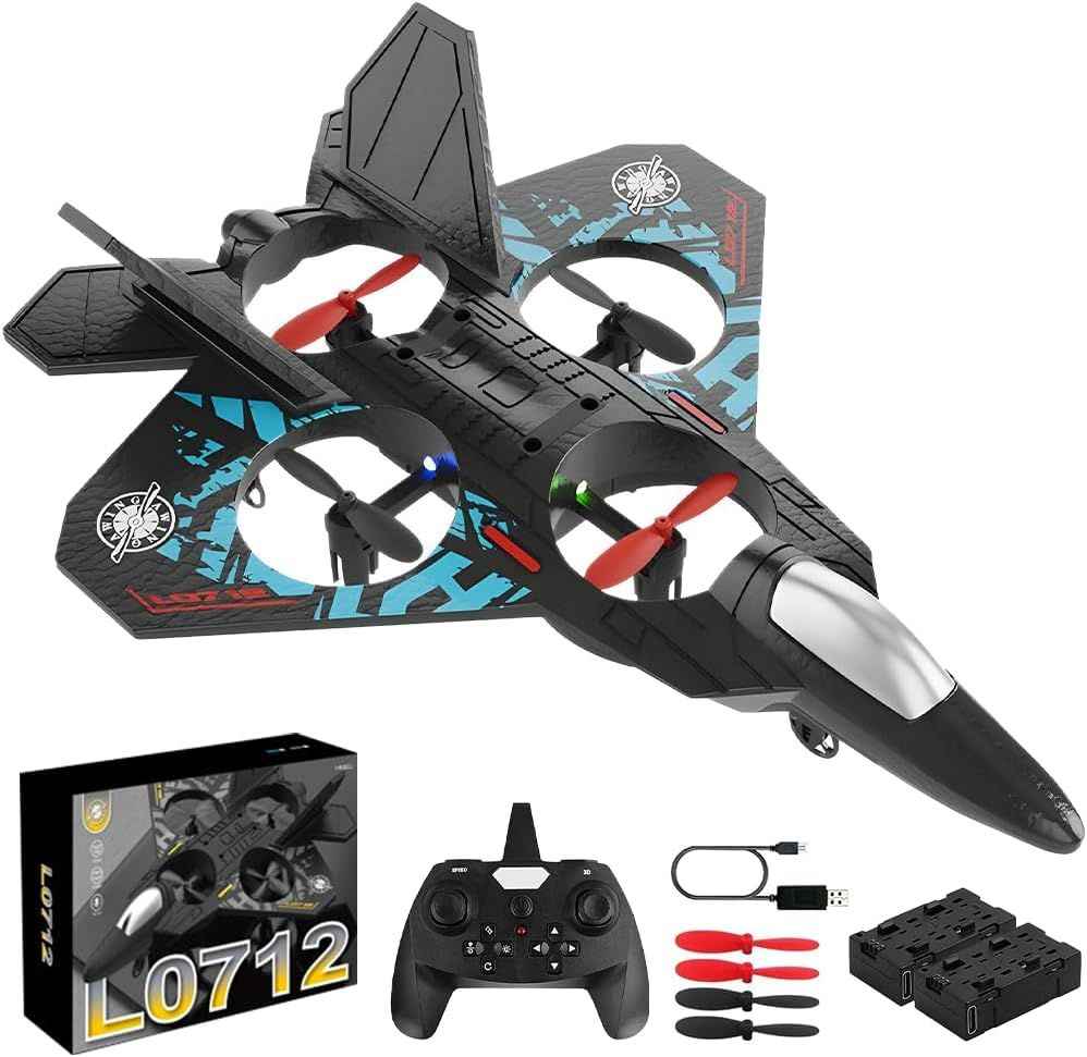 TAK TAK RC Fighter Jet Drone – 2.4G Remote Control, 360° Stunt Roll, LED Lights, Durable EPP Foam