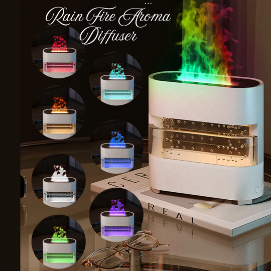 Rain Fire Aroma Diffuser – 3-in-1 Humidifier, Flame Light & Essential Oil Diffuser - Infinitygallery.store