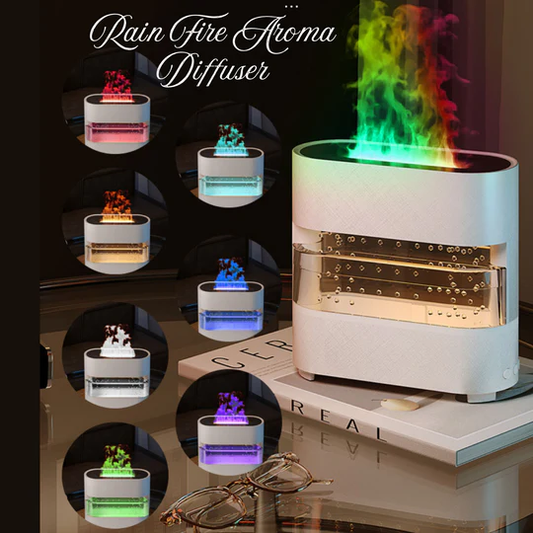 Rain Fire Aroma Diffuser – 3-in-1 Humidifier, Flame Light & Essential Oil Diffuser - Infinitygallery.store