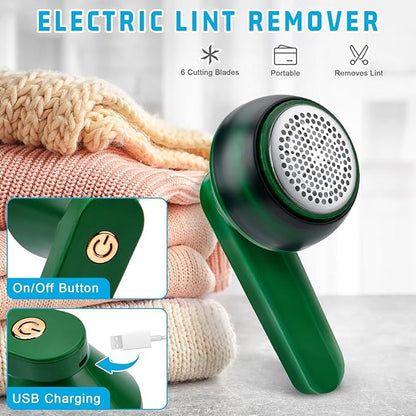 Rechargeable Electric Lint Remover – USB Fabric Shaver with Double Protection & Light Ring - Infinitygallery.store
