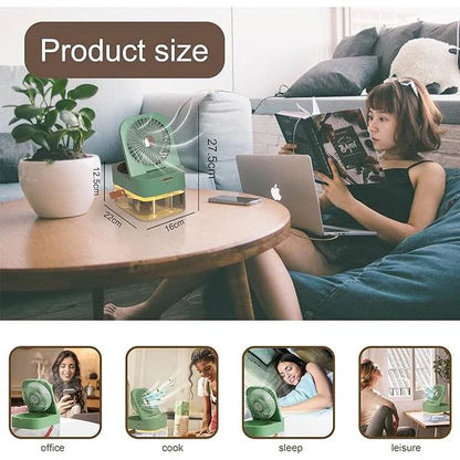 Mini Air Conditioner Fan – 3-in-1 Portable Cooler, Humidifier & Night Light with Remote Control - Infinitygallery.store