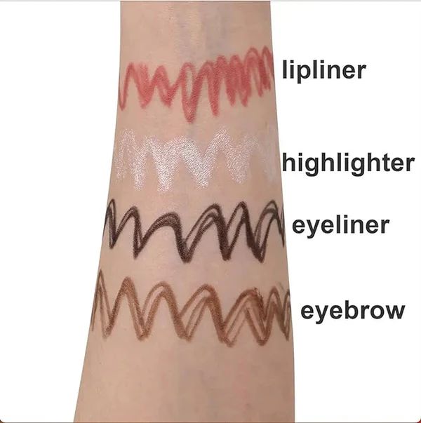 4-in-1 Makeup Pen – Eyeliner, Brow, Lip & Highlighter | Vegan & Portable Beauty Tool - Infinitygallery.store