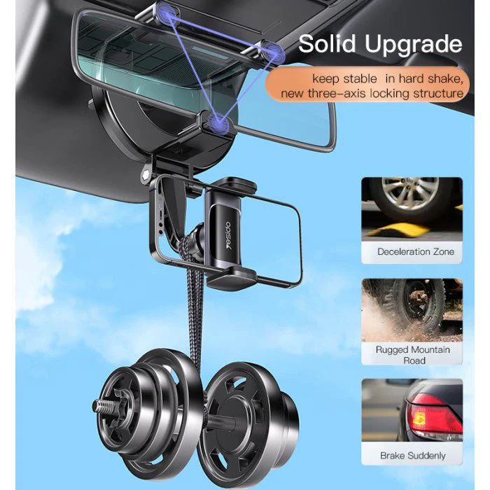 Universal Car Mirror Phone Holder with 450° Rotation – Rearview Mount Design - Infinitygallery.store