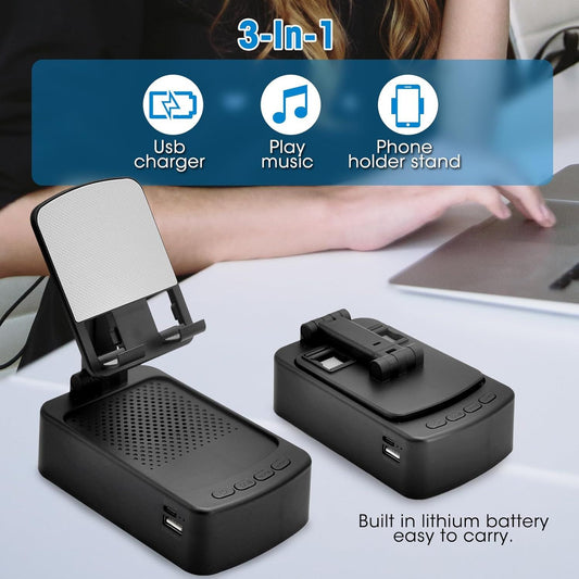 Roarswa 4-in-1 Mobile Phone Holder with HD Bluetooth Speaker – Adjustable Stand & USB Power Station - Infinitygallery.store