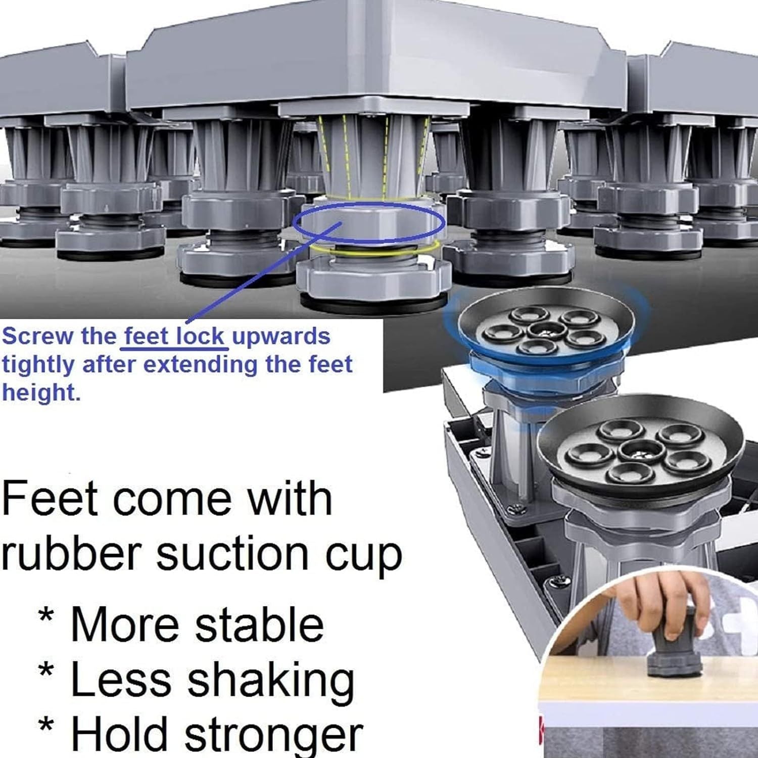 Adjustable Heavy-Duty Fridge & Washing Machine Base with Wheels – Anti-Vibration, Noise Reduction, Stainless Steel Stand - Infinitygallery.store