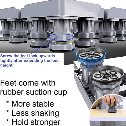 Adjustable Heavy-Duty Fridge & Washing Machine Base with Wheels – Anti-Vibration, Noise Reduction, Stainless Steel Stand - Infinitygallery.store
