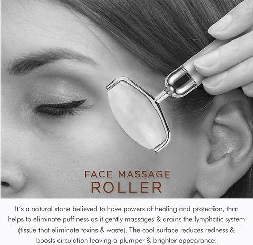 Facial Roller – Rose Quartz Cooling Massager for Face & Eye Puffiness - Infinitygallery.store