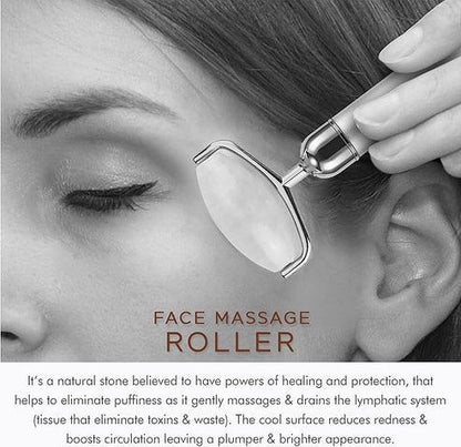 Facial Roller – Rose Quartz Cooling Massager for Face & Eye Puffiness - Infinitygallery.store