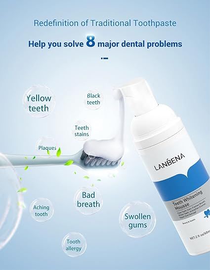 ✨ Teeth Whitening Mousse – Intensive Baking Soda Tooth Cleanser for Deep Stain Removal - Infinitygallery.store